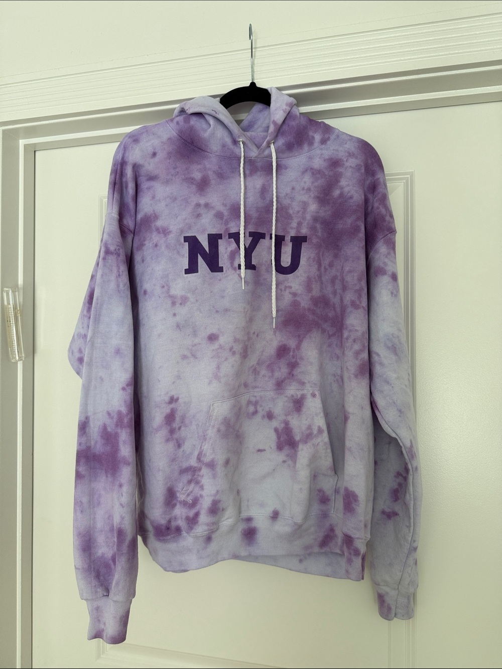 Hanes Purple Tie-Dye NYU Hoodie